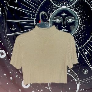 This shirt is a crystal-Kobe it’s tan and a crop top.